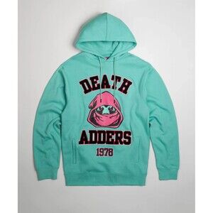 Mishka Hoodie Men's Teal Blue Death Adders 1978 Graphic Print Embroidered MNWKA